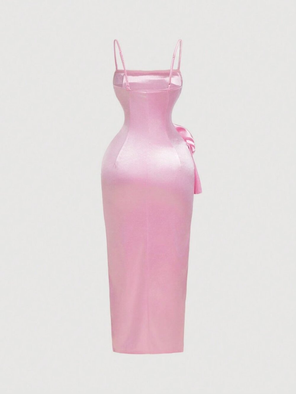Pink Elegant Women's 3D Floral High-Slit Long Dress - Picture 2 of 5